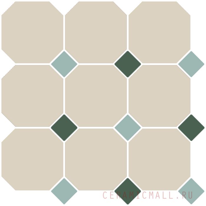 Octagon New White 16/Turquoise 13+Green 18 Dots 30x30